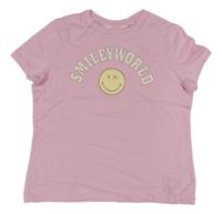 Světlerůžové tričko s nápisem a smajlíkem H&M