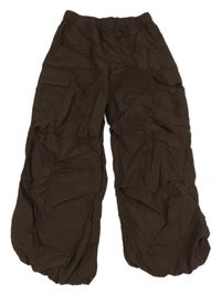 Hnědé šusťákové cargo cuff kalhoty H&M