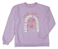 Lila mikina s květinami a motýly Primark