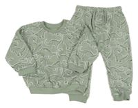 2set - Světlezelená mikina s dinosaury + tepláky Matalan