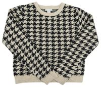 Béžovo-černý vzorovaný crop svetr Primark