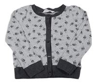 Šedý propínací svetr s kočkami H&M