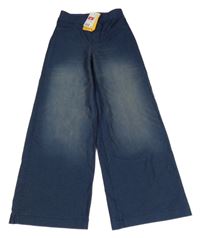 Nové - tmavomodré široké teplákové rifle H&M
