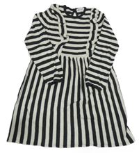 Antracitovo-světlešedé pruhované svetrové šaty s volánky H&M