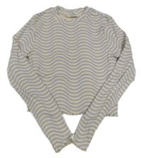 Smetanovo-fialové vzorované žebrované crop triko H&M