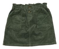 Tmavozelená manšestrová sukně H&M