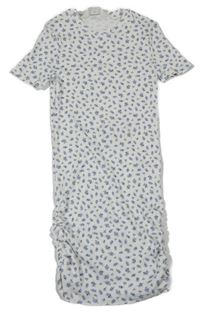 Bílo-modré květované žebrované šaty H&M