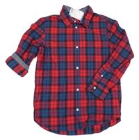 Nové - červeno-modro-černá kostkovaná košile s výšivkou H&M