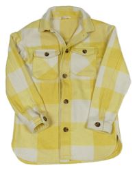 Žluto-bílá kostkovaná košilová bunda H&M