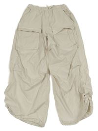 Smetanové plátěné capri kalhoty H&M