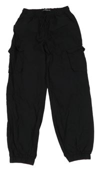 Černé plátěné cargo cuff kalhoty Matalan
