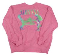Růžová oversize mikina s potiskem Nirvana H&M