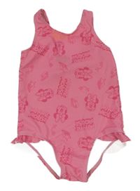 Růžové jednodílné plavky s Minnie a volánky PRIMARK