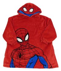Červená plyšová zateplená oversize domácí mikina se Spider-manem a kapucí PRIMARK