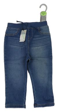 Nové - modré skinny rifle s úpletovým pasem Primark