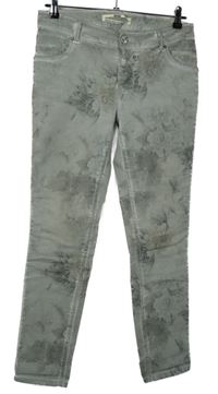 Dámské béžové květované skinny kalhoty 