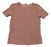 Satrorůžovo-černé puntíkaté tričko H&M