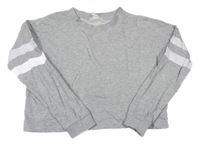 Šedá melírovaná crop mikina s proužky H&M