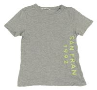 Šedé melírované tričko s nápisem a číslem H&M