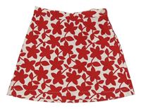 Bílo-červená květovaná plátěná sukně H&M