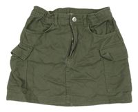Khaki cargo riflová sukně H&M