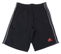 Černo-šedé teplákové kraťasy s logem Adidas