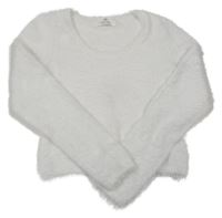 Bílý chlupatý crop svetr H&M