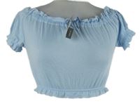 Nové - Dámská světlemodrá crop halenka s lodičkovým výstřihem Primark 