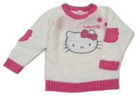Bílo-fuchsiový svetr s Hello kitty Sanrio