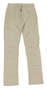 Smetanové skinny fit rifle s prošoupáním H&M