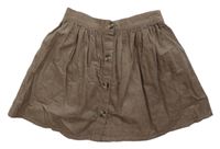 Hnědá manšestrová propínací sukně H&M
