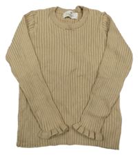 Pískový žebrovaný svetr H&M