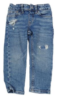 Modré relaxed tapred leg rifle s prošoupáním H&M