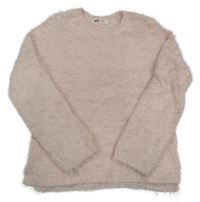 Světlerůžový chlupatý svetr se třpytkami H&M