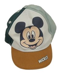 Zeleno-bílo-hnědá kšiltovka s Mickeym C&A
