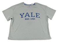 Šedé melírované sportovní crop tričko s nápisem - Yale H&M