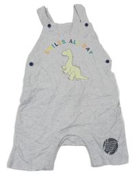 Nové - světlešedé melírované laclové kraťasy s dinosaurem M&S