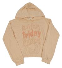 Meruňková crop mikina s nápisy a kapucí H&M