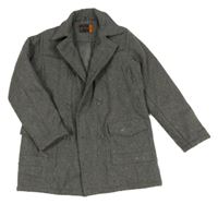 Tmavošedý vlněný zateplený kabát Ben Sherman
