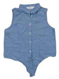 Světlemodrá crop halenka s uzlem H&M
