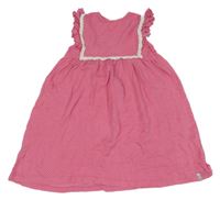 Růžové puntíkaté teplákové šaty s krajkou Lilly+Sid