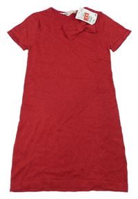 Nové - červené melírované svetrové šaty s mašlí H&M