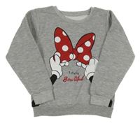 Šedá melírovaná mikina s mašlí - Minnie