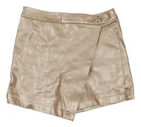 Bronzové koženkové sukňové kraťasy River Island