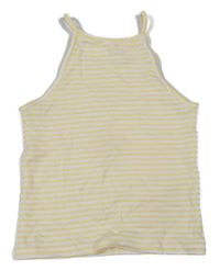 Bílo-žlutý pruhovaný žebrovaný crop top F&F