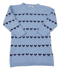 Modré svetrové šaty se srdíčky Primark