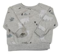 Šedá melírovaná mikina s medvědy Primark