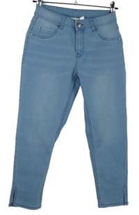 Dámské světlemodré elastické skinny crop kalhoty Up2Fashion