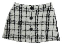Bílo-černá kostkovaná sukně s knoflíky