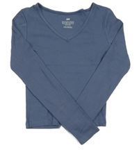 Modrošedé žebrované crop triko H&M